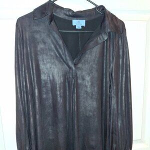Black Shimmer CeCe Blouse Lg